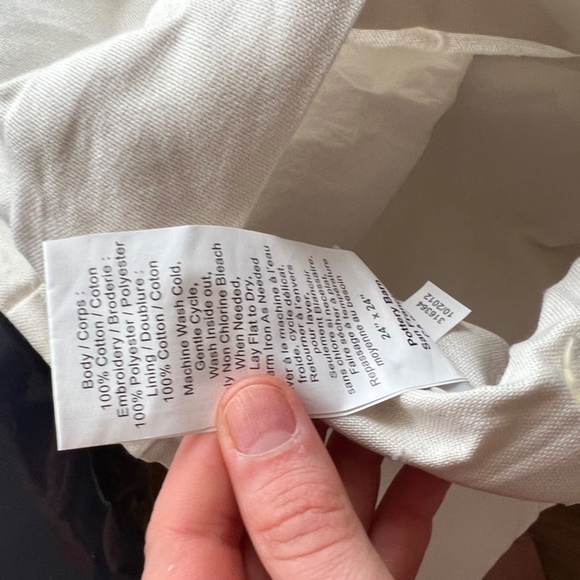 Pottery Barn Pillow Shame Set of 2, EUC- light green, cream, gold, 24x24 and 16X - Picture 5 of 6